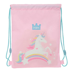 Safta Glowlab Kids Saco Plano - Bolsillo Interior con Cremallera - Cierre con Cordones - 3L - Uso Diario y Escolar - 260x10x340mm - Color Rosa
