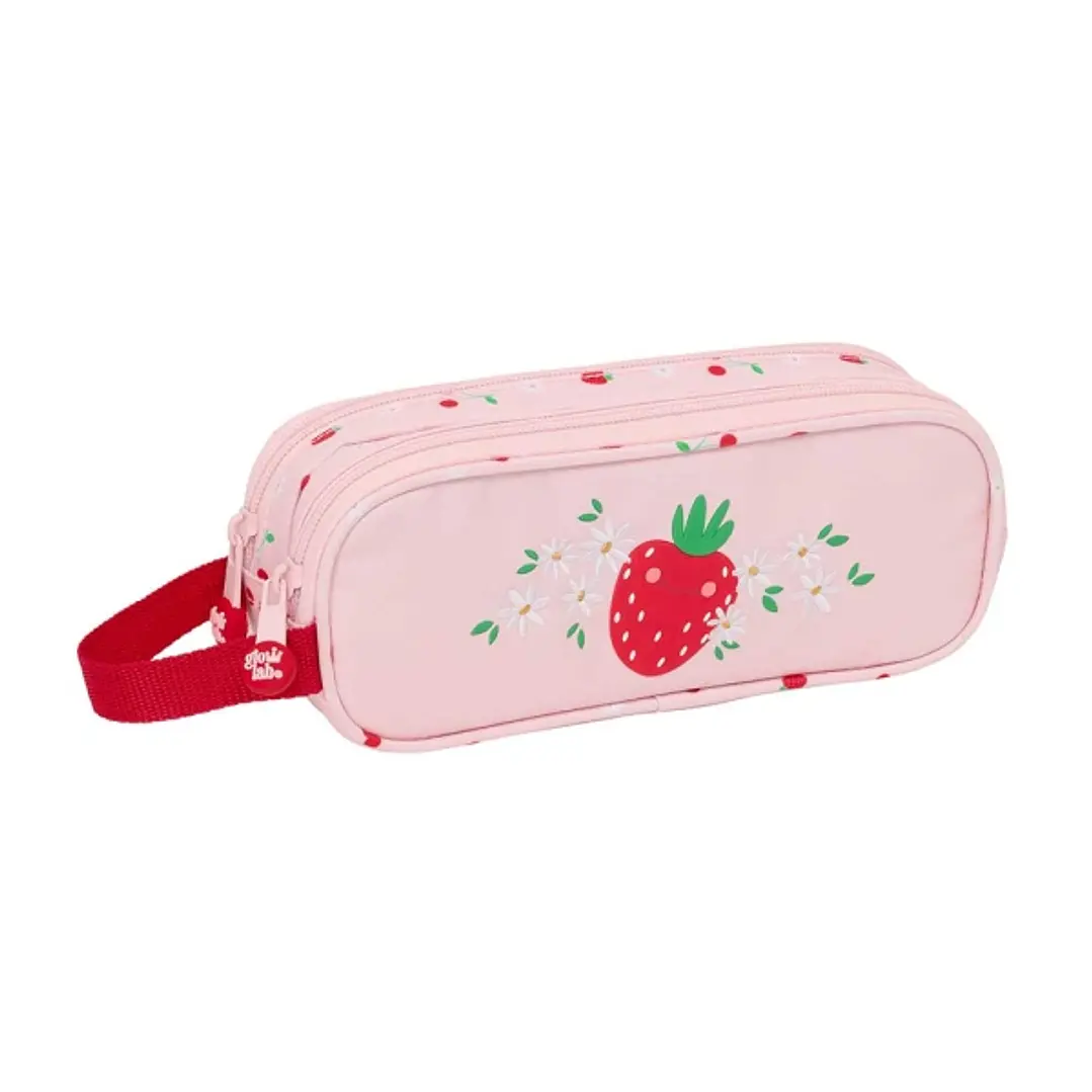 Safta Glowlab Frutitas Portatodo - 2 Compartimentos con Cremalleras - Asa Lateral - 1L - 210x60x80mm - Color Rosa 1