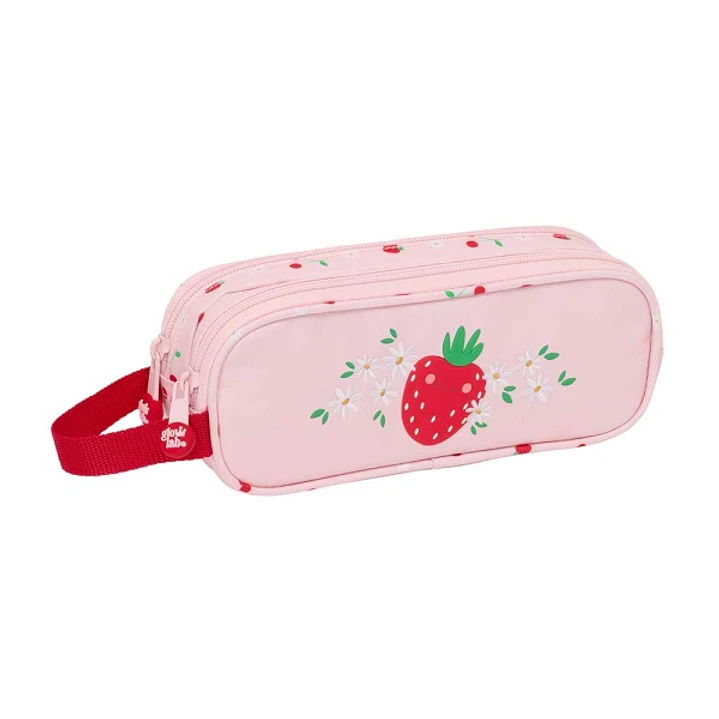 Safta Glowlab Frutitas Portatodo - 2 Compartimentos con Cremalleras - Asa Lateral - 1L - 210x60x80mm - Color Rosa 1