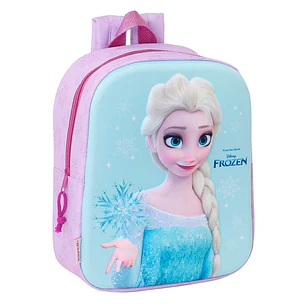 Safta Frozen Mochila Guarderia 3D de 6L - Asa de Mano Superior - Asas Regulables y Acolchadas - Cierre de Cremallera - 22x27x10cm - Color Rosa