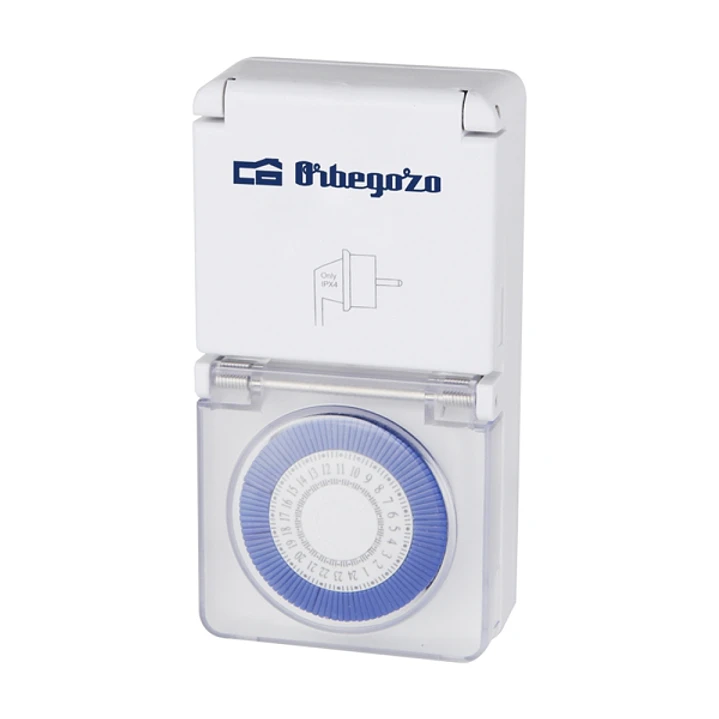 Orbegozo PG 10 Programador 24 Horas - Potencia hasta 3680W - Proteccion IP44 para Uso en Exterior - Intervalos de 15 Minutos - Uso Facil e Intuitivo - 1