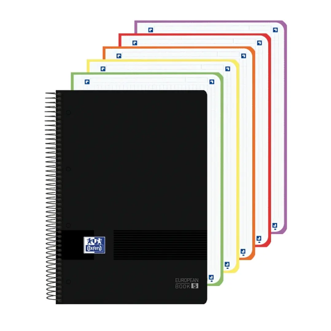 Oxford Live and Go Cuaderno de Espiral - Formato A4+ - 120 Hojas - Cuadricula 5x5mm - Tapa de Plastico - Color Negro 1