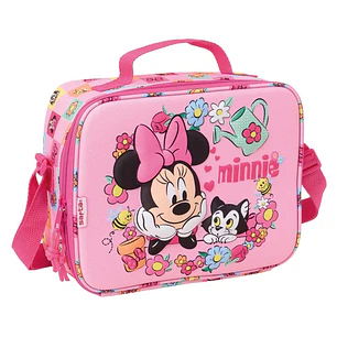 Safta Minnie Mouse Bolsa Isotermica Porta Alimentos - Frontal 3D - Cremallera - Bandolera Ajustable - Asa de Mano - 25x19.5x9cm - Color Rosa