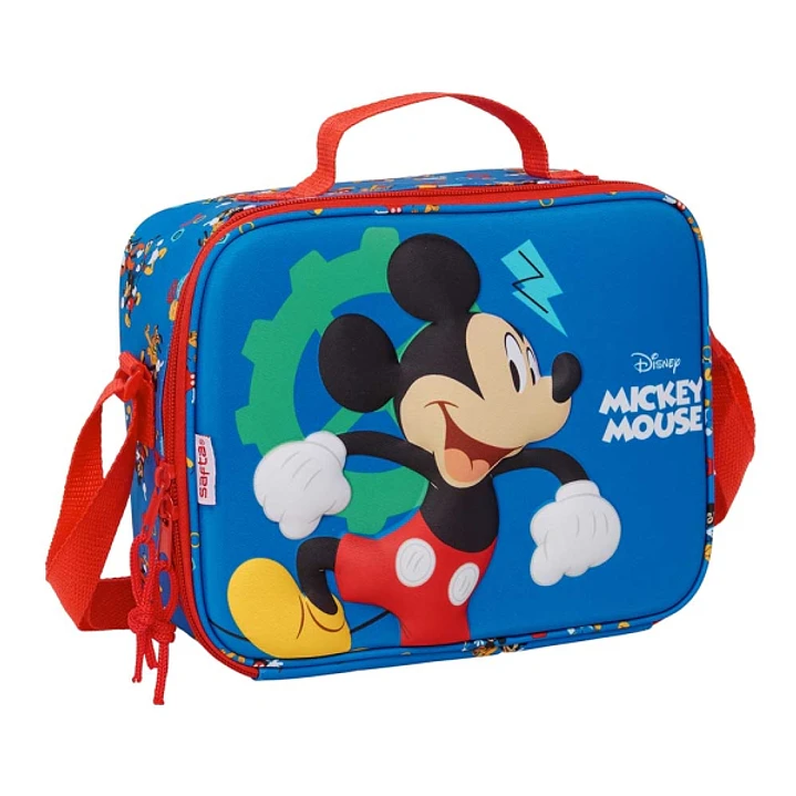 Safta Mickey Mouse Bolsa Isotermica Porta Alimentos - Frontal 3D - Cremallera - Bandolera Ajustable - Asa de Mano - 25x19.5x9cm - Color Azul Oscuro 1