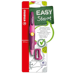 Stabilo Easyergo Pack con Lapiz Retractil + Scapuntas - Mina HB de 3.15mm - Diseño Ergonomico - Uso Zurdo - Color Rosa