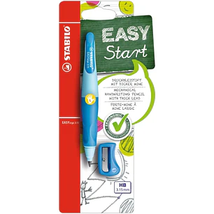 Stabilo Easyergo Pack con Lapiz Retractil + Scapuntas - Mina HB de 3.15mm - Diseño Ergonomico - Uso Zurdo - Color Azul