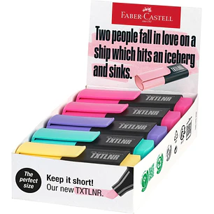 Faber-Castell TXTLNR Caja de 10 Marcadores Fluorescentes - Punta Biselada - Trazo entre 1, 2 y 5 mm - Tinta con Base de Agua - Colores Pastel Surtidos