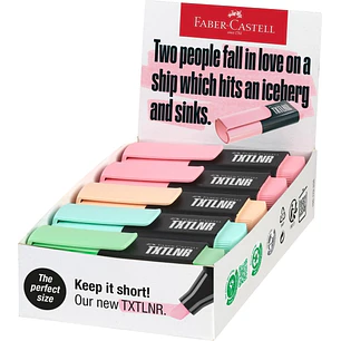 Faber-Castell TXTLNR Caja de 10 Marcadores Fluorescentes - Punta Biselada - Trazo entre 1, 2 y 5 mm - Tinta con Base de Agua - Colores Pastel Surtidos