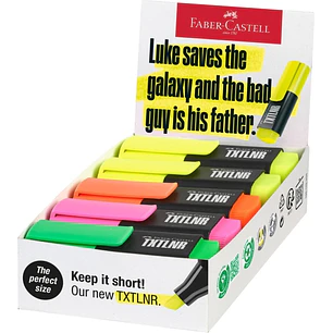 Faber-Castell TXTLNR Caja de 10 Marcadores Fluorescentes - Punta Biselada - Trazo entre 1, 2 y 5 mm - Tinta con Base de Agua - Colores Neon Surtidos