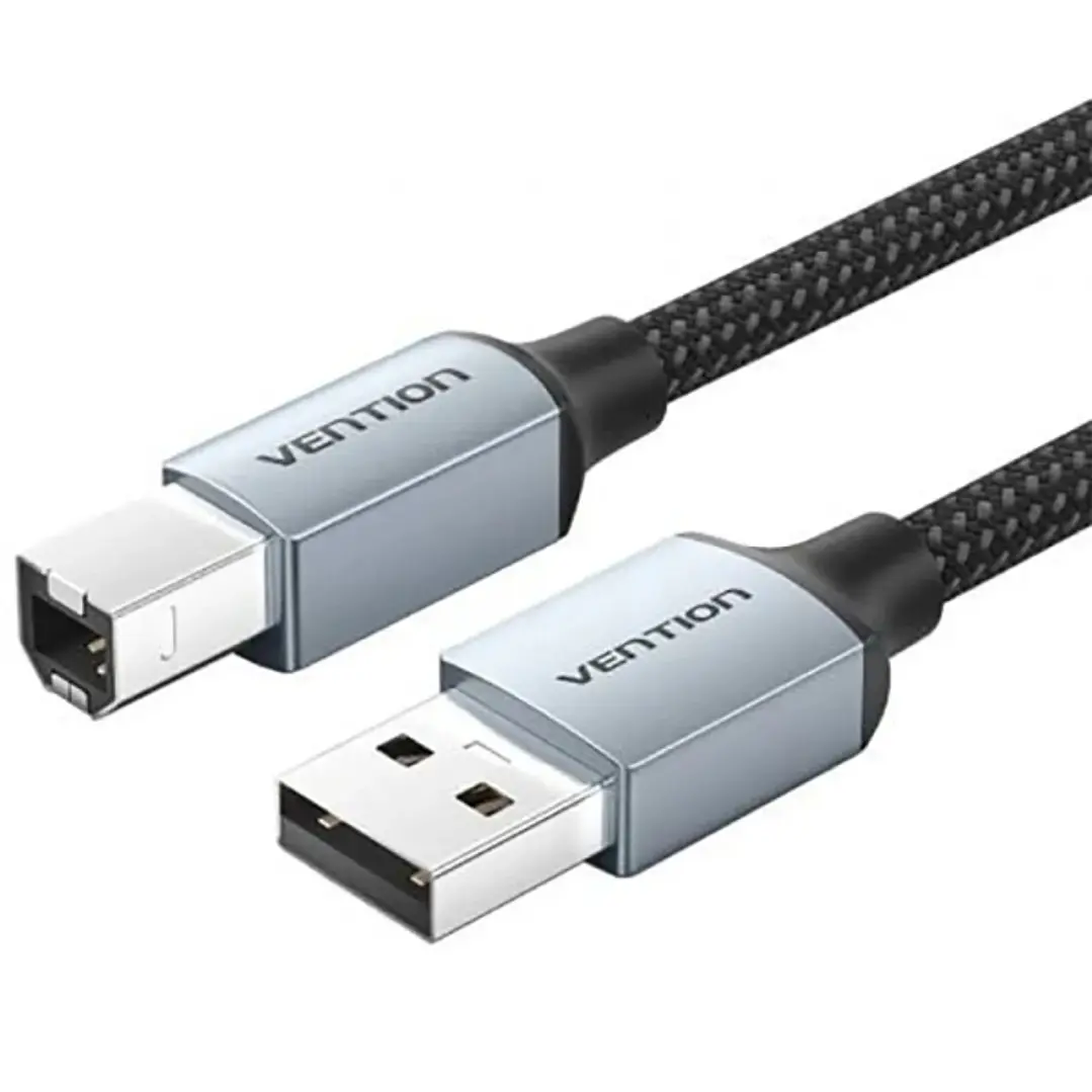 Vention Cable de Impresora - Longitud 10m - USB-A - USB-B - Transferencia hasta 480Mbps - Chaqueta Trenzada de Algodon y PVC - Acabado Niquelado - Col 1