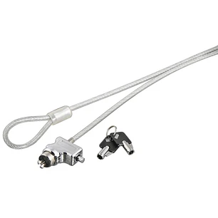 Hama Cable de Seguridad para Portatiles de 4mm - Cable 180cm - 2 Llaves Cilindricas - Acero - Color Plata