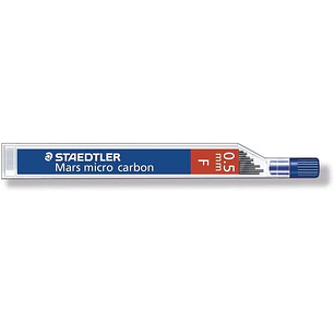Staedtler Mars Micro Carbon 250 Tubo de 12 Minas de Grafito - Dureza F - Trazo 0.5mm - Alta Resistencia