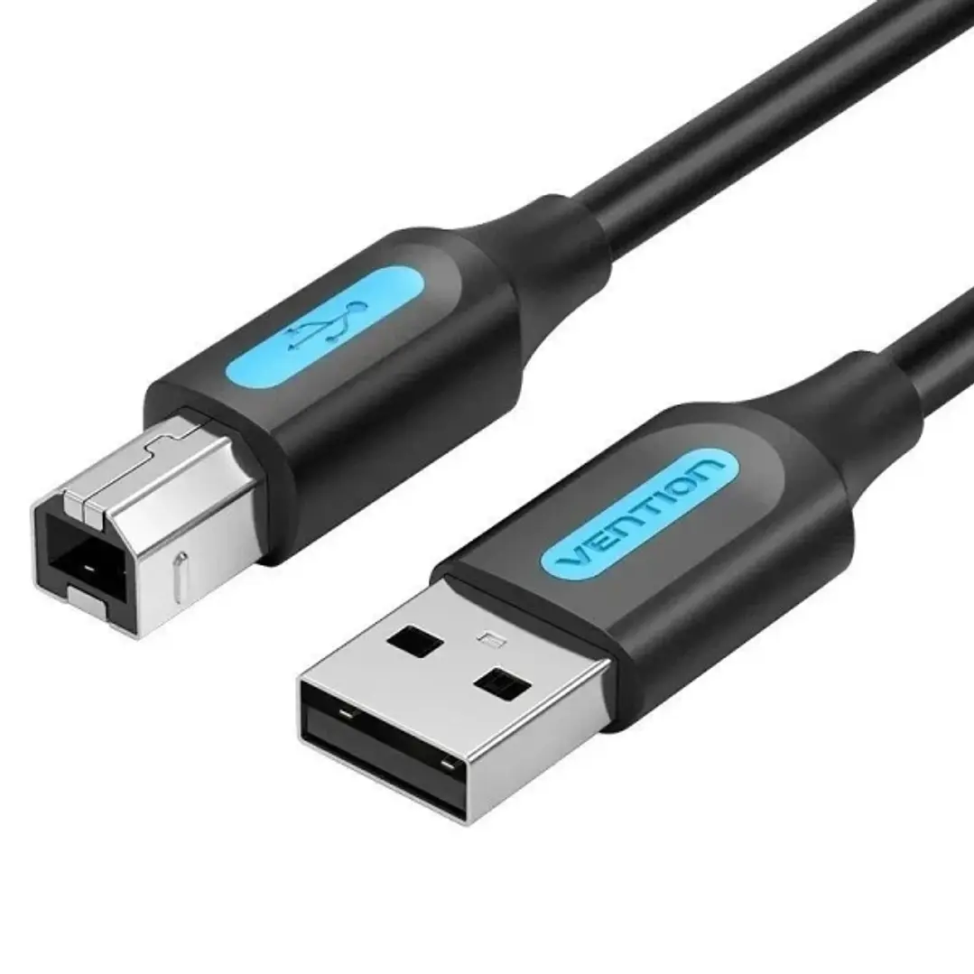 Vention Cable de Impresora - Longitud 15m - USB-A - USB-B - Transferencia hasta 480Mbps - PVC - Nucleo de Ferrita - Acabado Niquelado - Color Negro 1