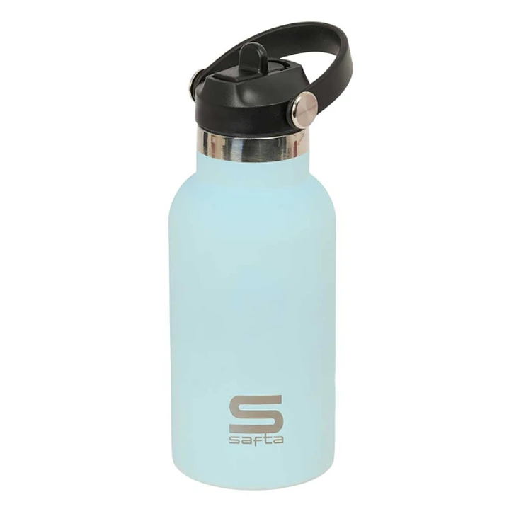 Safta Botella Isotermica Infantil - Capacidad 350ml - Tapon Roscado con Valvula - Base de Silicona - Asa Superior - Acero Inoxidable - 12h Caliente -  1