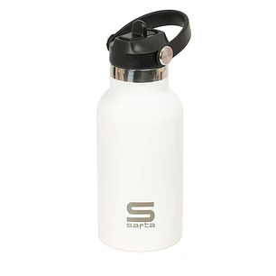 Safta Botella Isotermica Infantil - Capacidad 350ml - Tapon Roscado con Valvula - Base de Silicona - Asa Superior - Acero Inoxidable - 12h Caliente - 