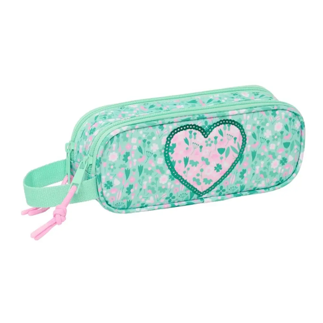 Safta Cuore Portatodo - 2 Compartimentos con Cremalleras - Asa Lateral - 1L - 210x60x80mm - Color Turquesa 1
