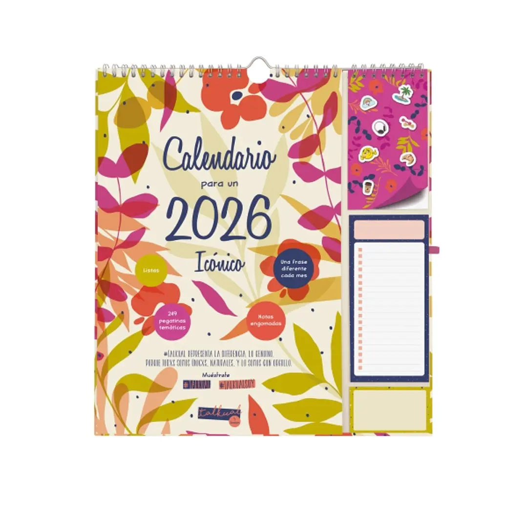 Finocam Talkual Calendario de Pared - Anual 2026 - Anilla Portaboligrafo - 300x11x335mm - Espacio para Escribir - Color Surtidos 1