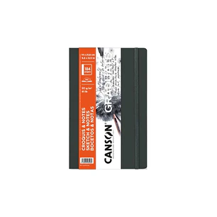 Canson Graduate Sketch Cuaderno con 92 Hojas - 14x21.6cm - 90g - Grano Fino - Tapa Dura - Color Gris Oscuro