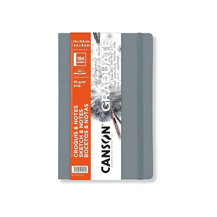 Canson Graduate Sketch Cuaderno con 92 Hojas - 14x21.6cm - 90g - Grano Fino - Tapa Blanda - Color Gris Claro