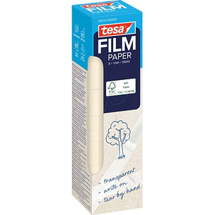 Tesa Paper Pack de 8 Cintas Adhesivas de Papel 19mm x 10 Metros - Casi Invisible en Superficies de Color Claro - Se puede Cortar con la Mano y Escribi