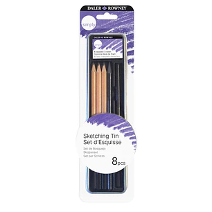 Daler Rowney Simply Pack de 8 Lapices para Esbozo - Estuche Metalico - Color Negro