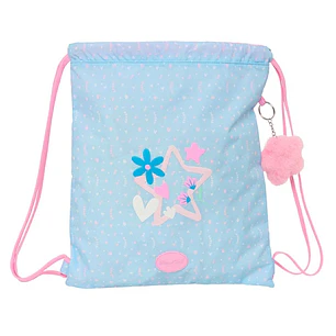 Safta Blackfit8 Smile Saco Plano - Bolsillo con Cremallera - Cierre con Cordones - 5L - Material Compacto - Uso Diario y Deportivo - 350x10x400mm - Co