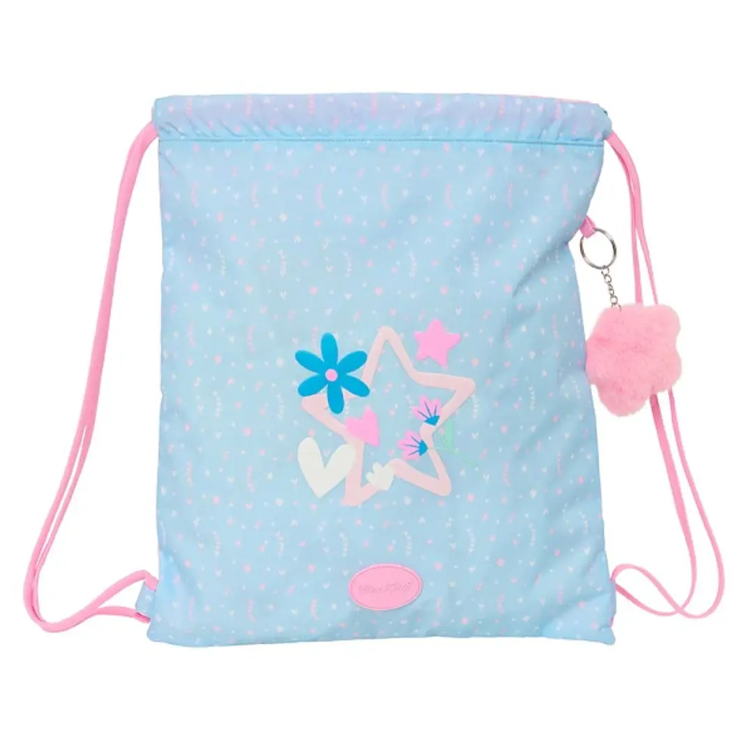 Safta Blackfit8 Smile Saco Plano - Bolsillo con Cremallera - Cierre con Cordones - 5L - Material Compacto - Uso Diario y Deportivo - 350x10x400mm - Co 1