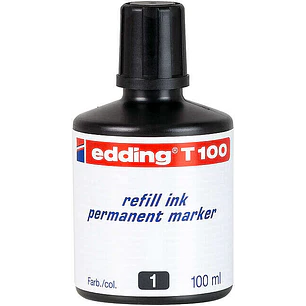 Edding T100 Bote de Recarga para Rotulador Permanente - Capacidad 100ml - Color Negro