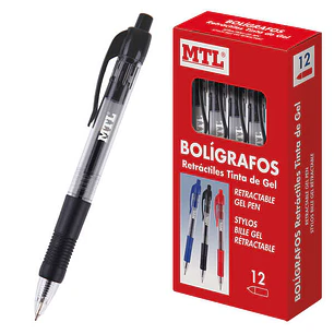 Dohe Boligrafos Retractiles de Tinta de Gel Permanente - Punta de 0.7mm - Trazo de 0.4mm - Resistente al Agua - Cuerpo de Plastico y Grip de Caucho - 