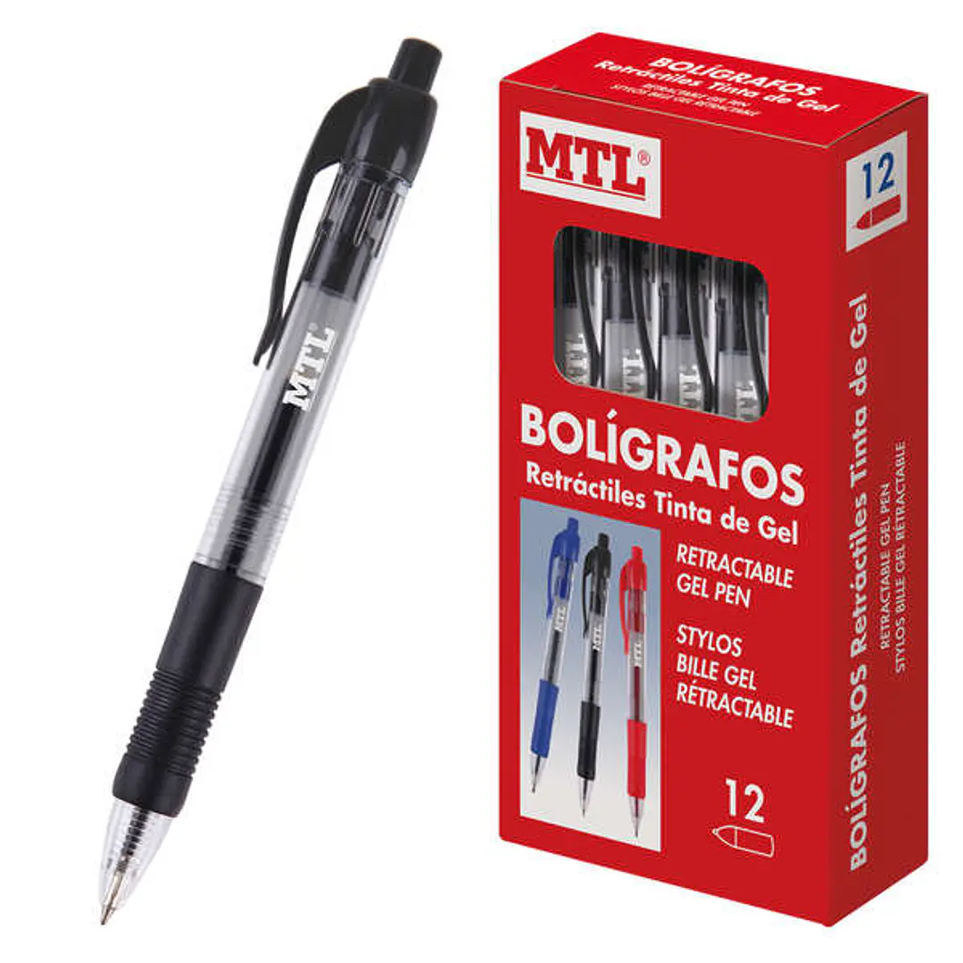 Dohe Boligrafos Retractiles de Tinta de Gel Permanente - Punta de 0.7mm - Trazo de 0.4mm - Resistente al Agua - Cuerpo de Plastico y Grip de Caucho -  1