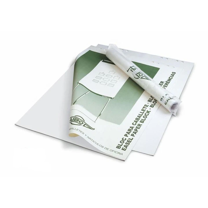 Faibo Bloc de 25 Hojas Lisas 65x90cm para Caballetes - Sistema Multitaladro - Color Blanco 1