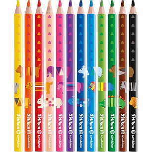 Pelikan Caja de 12 Lapices de Colores Jumbo Triangulares - Mina Antirotura - Certificacion FSC