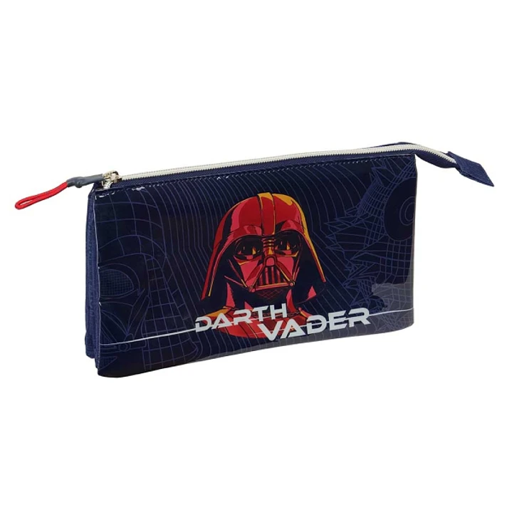 Safta Star Wars Portatodo - 3 Compartimentos con Cremallera - Bolsillo Interior Central - 22x12x3cm - Color Azul Marino 1