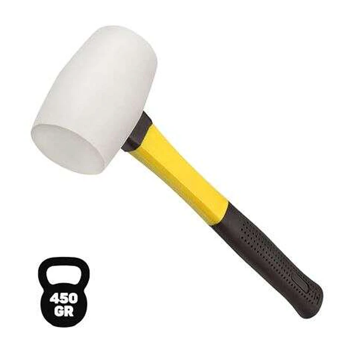 Blim Mazo para Trabajos Delicados - Peso 450 G - Cabeza de Caucho - Mango de Fibra - Color Blanco 1