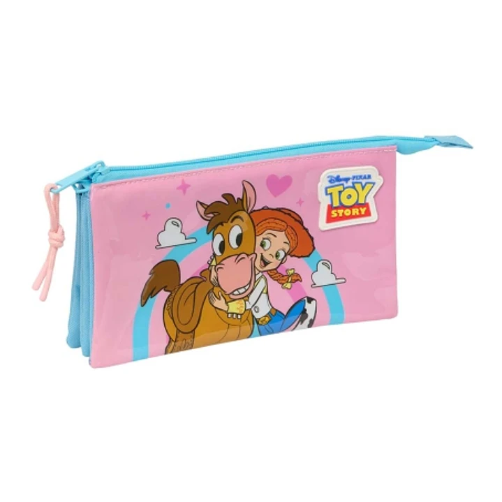 Safta Jessie Portatodo - 3 Compartimentos con Cremalleras - Bolsillo Interior - 0.6L - 220x30x120mm - Color Rosa 1
