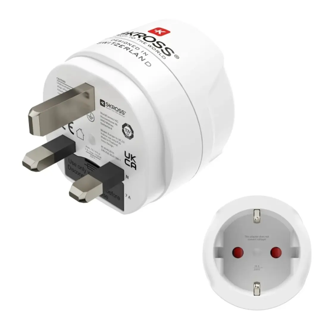Hama Adaptador de Viaje Toma Tipo G - Potencia hasta 3250W - Hembra Tipo Schuko - Voltaje 100-250V - Color Blanco 1