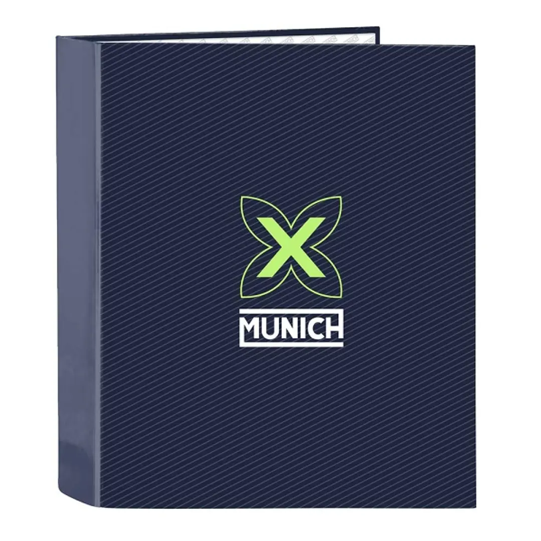 Safta Munich Blue Indigo Carpeta con 4 Anillas 40mm - Tapas Duras Forradas - Formato Folio - 270x60x330mm - Color Azul Marino 1