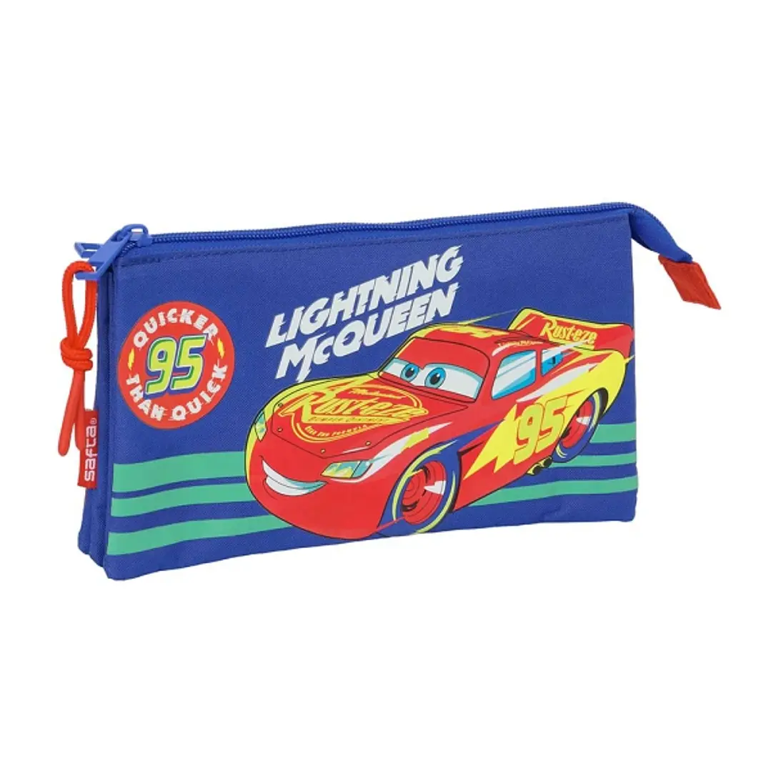 Safta Cars Portatodo - 3 Compartimentos con Cremalleras - Bolsillo Interior - 0.6L - 220x30x120mm - Color Azul 1