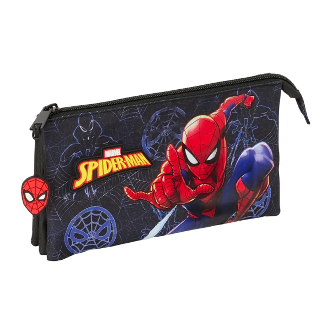 Safta Spider-Man Attack Estuche Portatodo - 3 Compartimentos - 22x12x3cm - Color Negro 1