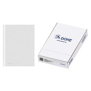 Dohe Caja de 100 Fundas Multitaladro Premium 80 Micras A4 - 16 Perforaciones - Polipropileno Rugoso - Transparentes