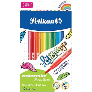 Pelikan Caja de 10 Rotuladores Brushpen - Punta de Pincel - Lavables