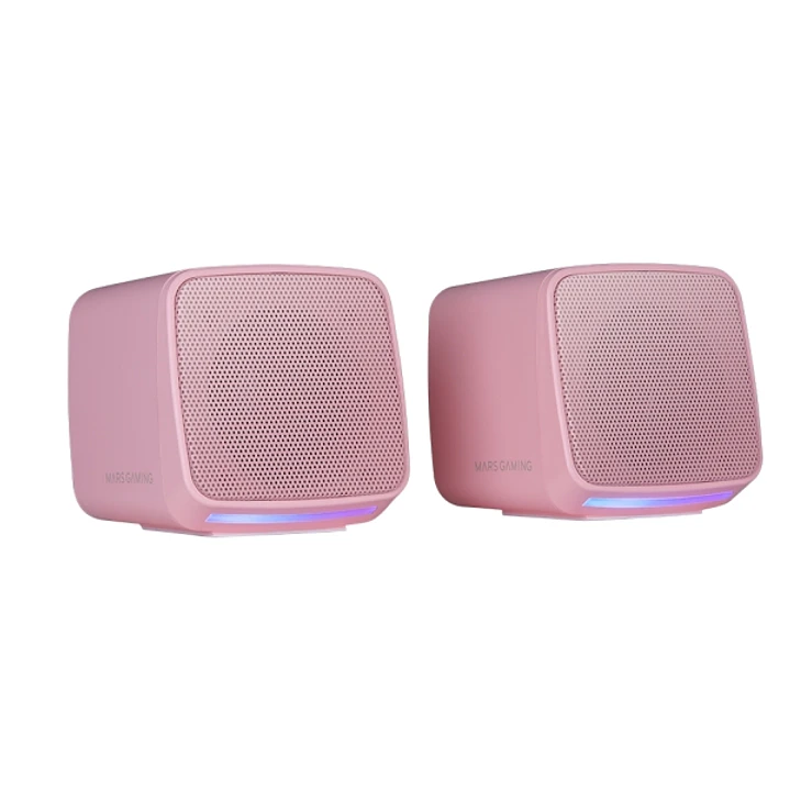 Mars Gaming MS-PRO Altavoz Compacto de 10W - Alimentacion USB - Luces RGB - Jack 3.5mm - Cable de 80cm - Color Rosa 1