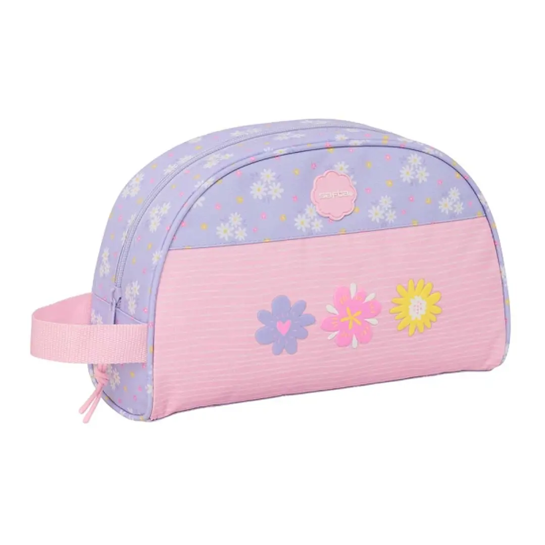 Safta Bouquet Neceser de 5L - Cremallera - Asa Lateral - Adapatable a Carro - Bolsillo Interior - 280x100x180mm - Color Rosa Pastel 1