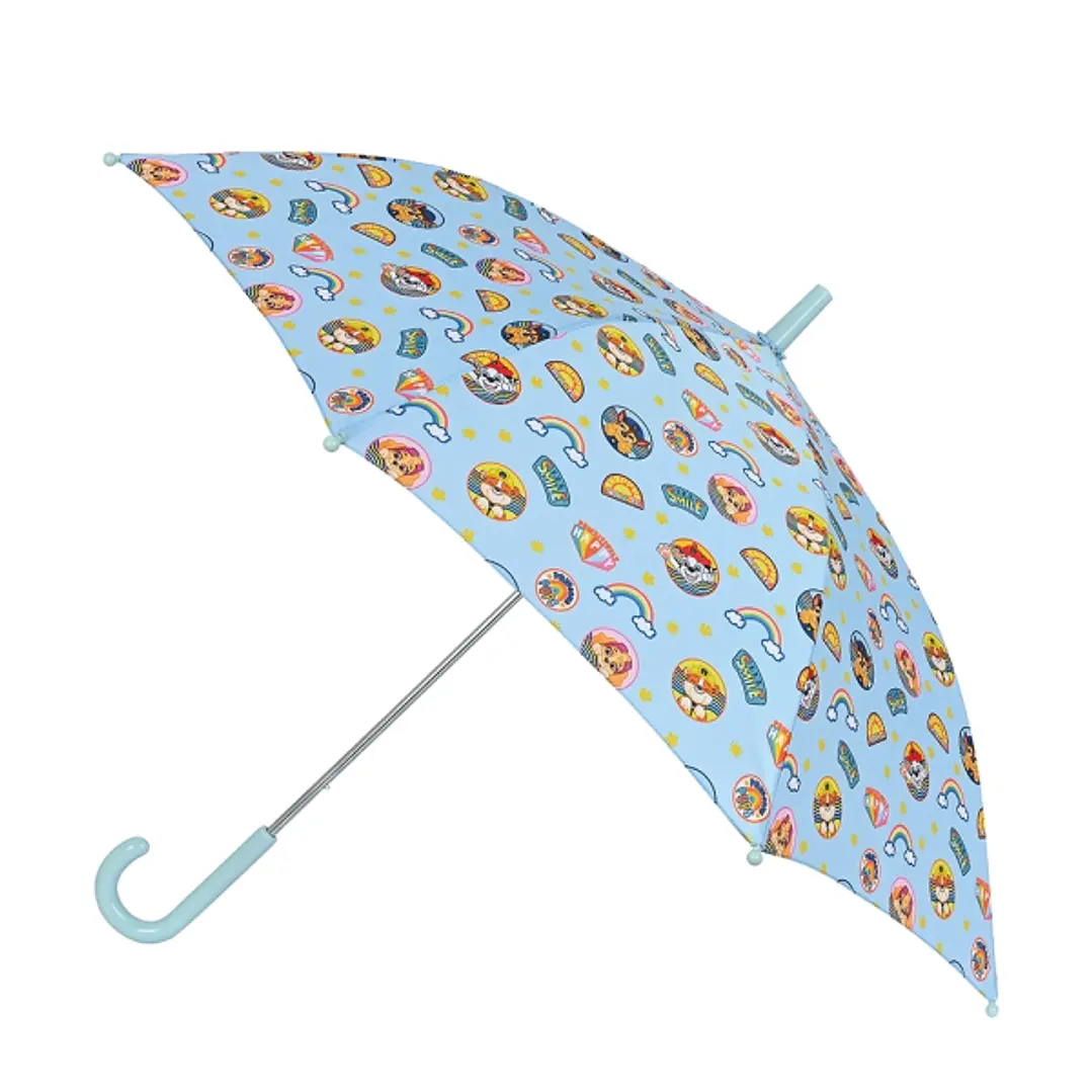 Safta Paw Patrol Sunshine Paraguas Manual de 86cm - 8 Paneles - Asa y Punta de PVC - Poliester - Nervios de Acero de 8mm - Color Azul Claro 1