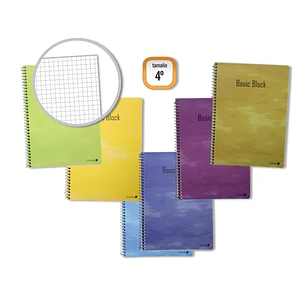 Golden Pack de 10 Cuadernos Espiral 80 Hojas 60gr Cuadricula - Tamaño 4º - Tapa Normal Plastificada - Colores Surtidos