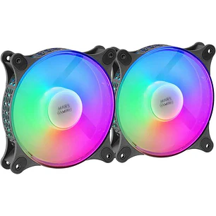 Mars Gaming Kit de 2 Espectaculares Ventiladores FRGB RAINBOW 360º - 120x120x25mm - Iluminacion 360º FRGB RAINBOW - Ventilacion Superior y Silenciosa 