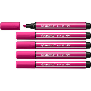 Stabilo Pen 68 MAX Rotulador - Punta de Fibra Biselada - Trazo entre 1-5mm aprox. - Tinta a Base de Agua - Color Rosa