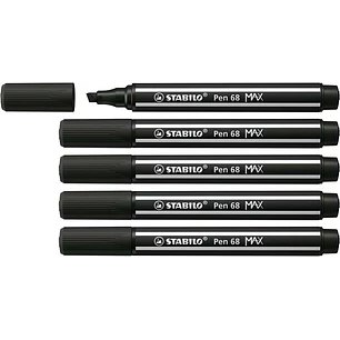 Stabilo Pen 68 MAX Rotulador - Punta de Fibra Biselada - Trazo entre 1-5mm aprox. - Tinta a Base de Agua - Color Negro