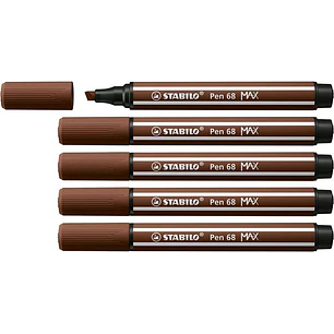 Stabilo Pen 68 MAX Rotulador - Punta de Fibra Biselada - Trazo entre 1-5mm aprox. - Tinta a Base de Agua - Color Marron