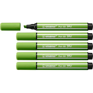 Stabilo Pen 68 MAX Rotulador - Punta de Fibra Biselada - Trazo entre 1-5mm aprox. - Tinta a Base de Agua - Color Verde Claro